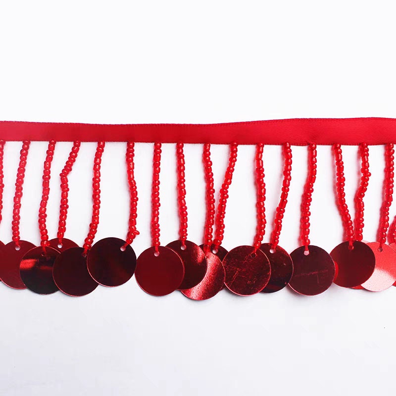 Franges en perles de rocaille et sequins faites main : garniture de couture à faire soi-même