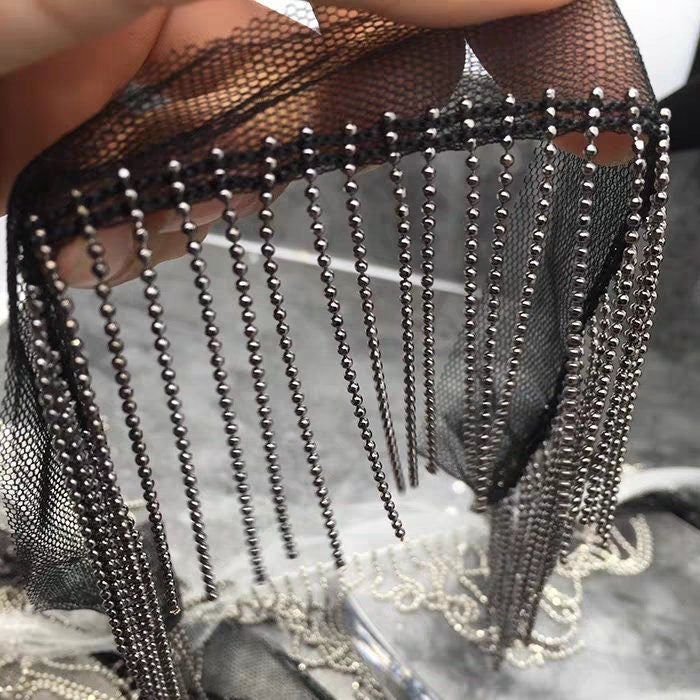 5 yard 6cm wide Copper Bead Chain Fringe Dancewear Fashion Costume Fringe DIY Sewing Supplies, 7 Different Colors