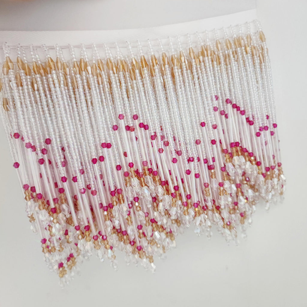 6 Inch Beaded Fringe: Seed Beads, Crystal Beads, Lampshade Trim