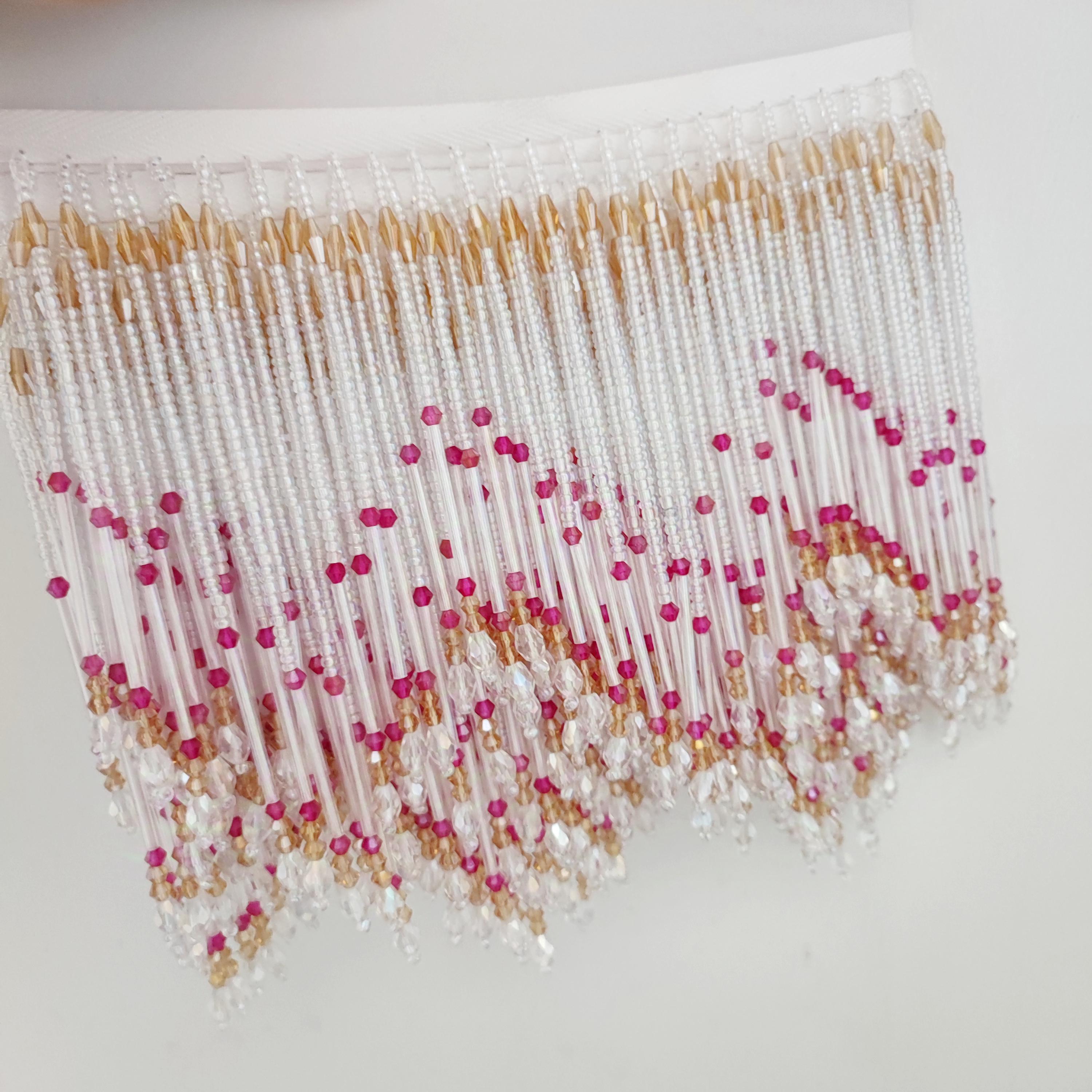 6 Inch Beaded Fringe: Seed Beads, Crystal Beads, Lampshade Trim