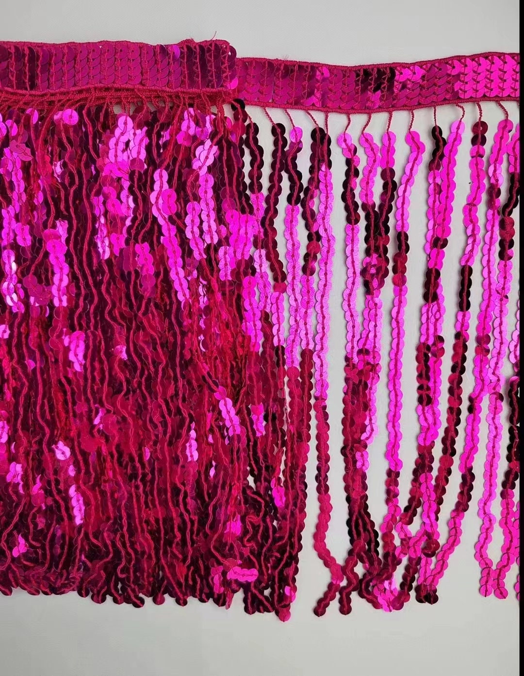 Bordure à franges de sequins de 9 mètres (10 yards) : bande tressée de 30 cm (12 pouces) de large