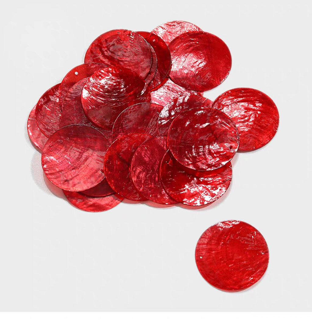 50 disques de nacre teintée : fournitures de loisirs créatifs en nacre de 50 mm