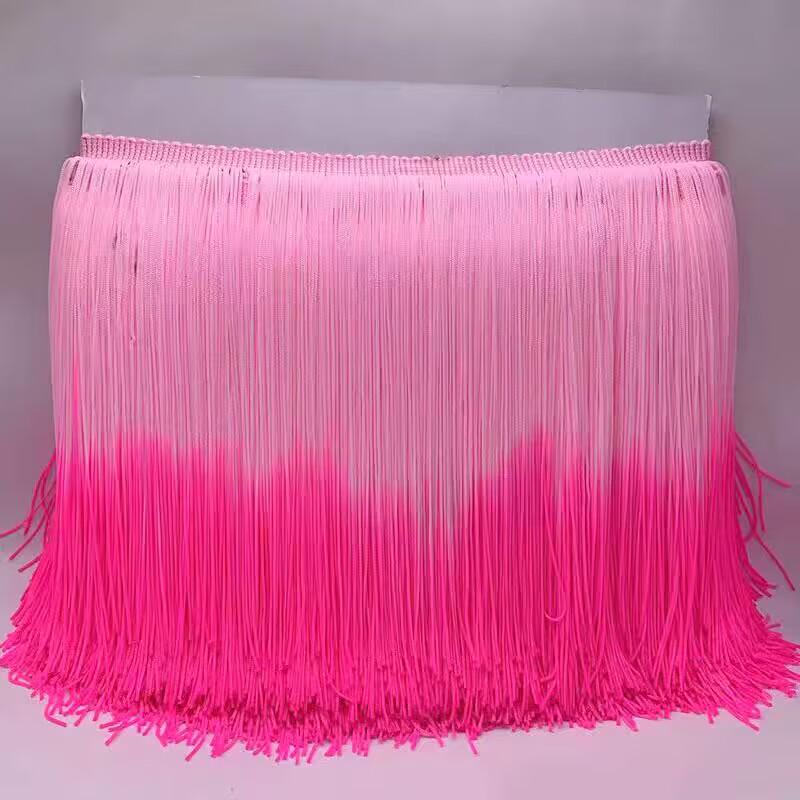 9m 20cm brede, tweekleurige nylon kettingfranje met ombré-verftechniek, ook op bestelling te bestellen met een aangepaste verftechniek.