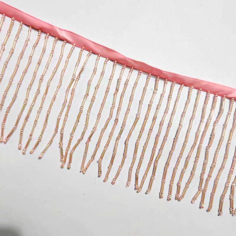 Handgemaakte kralenfranje van 10 cm breed, 10 cm breed, zilver, goud, rood, roze, blauw, zwart, groen, grijs, felroze, wit, kralenfranje voor lampenkap