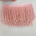Frange de perles de cristal de 10 cm de large, rose, rouge, rose vif, bleu, vert, noir, orange, lilas, violet, transparent, doré, jaune.