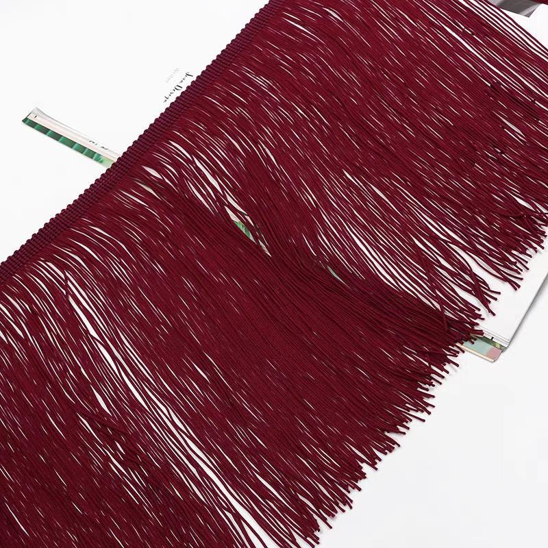 Frange en chaînette de nylon de 20 cm : noir, blanc, bleu, orange, menthe (10 mètres)