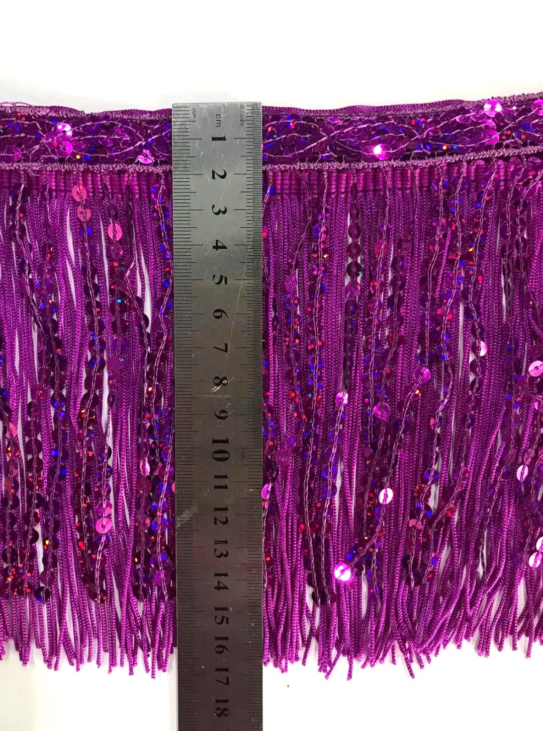 Frange chaînette en polyester de 15 cm (6 pouces) combinée à des paillettes, frange arc-en-ciel, 9 m (10 yards)/couleur