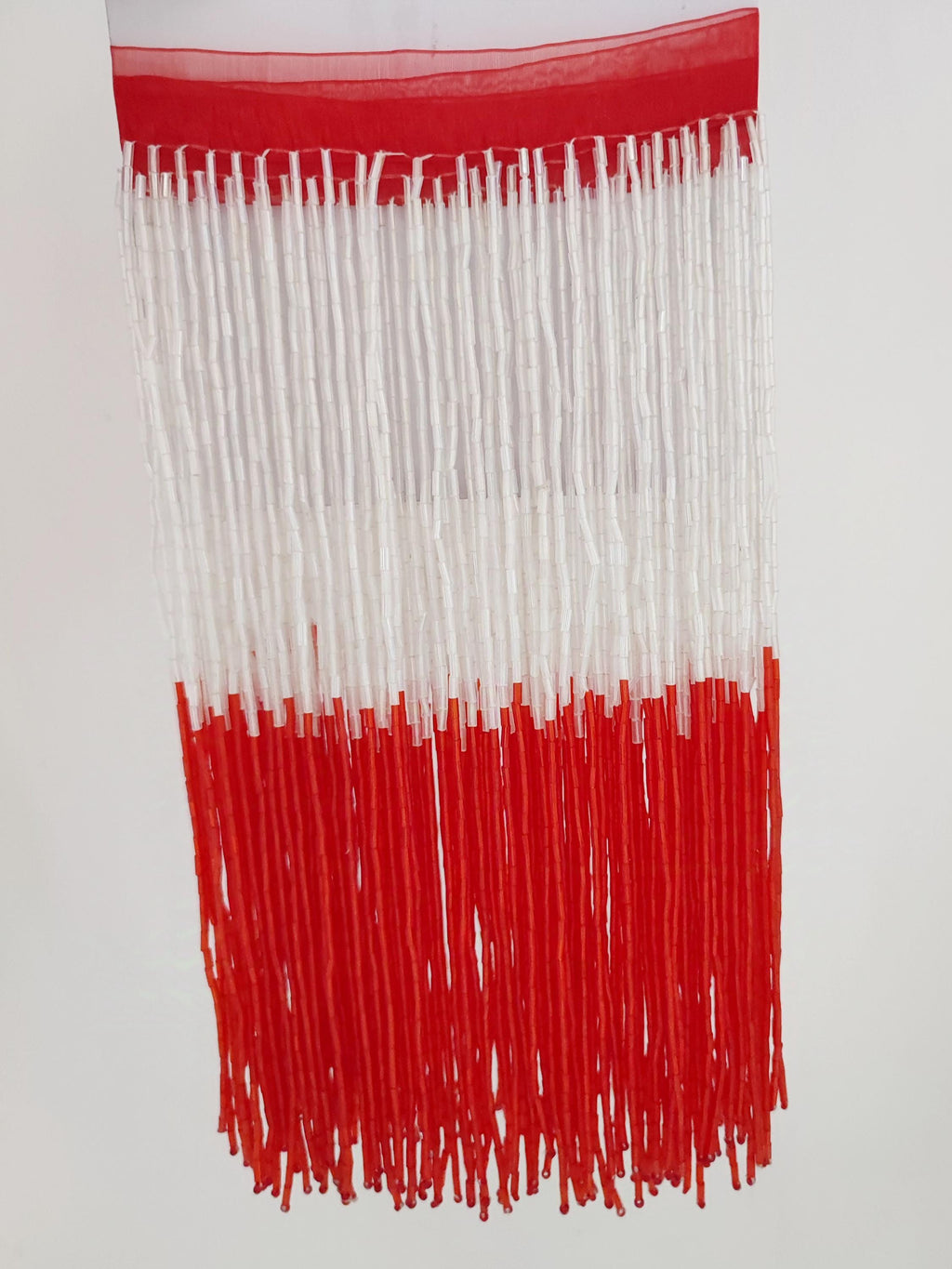 90cm Long 9 inch Wide Glass Beads Beaded 2-tone Beaded Fringe, IrisClearRed,SilverNavyBlue, ClearHotpink, SilverGreen,GreenBlack Bead Fringe