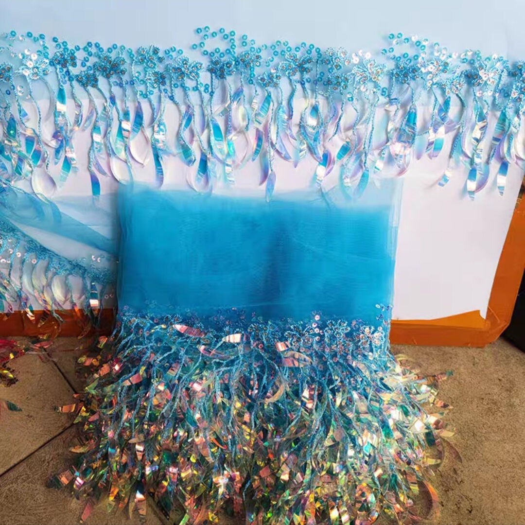 Washable 10yards 6 inch Wide  Cattail Banana Sequins Fringe, Outfit Dress Necklace Dancewear Lampshade Sequins Fringe, 12 Different colors