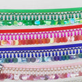 90cm Long 4cm Wide Pearl Beads and Sequins Beaded Fringe, Pink, White, Blue, Green, Black, Red, Pearl Beads Beaded Fringe, Lampshade Fringe