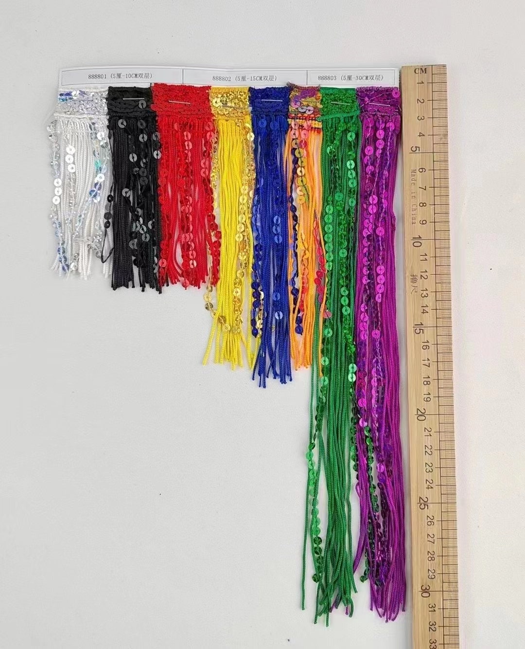 10 yards 12 inch Wide  Sequins fringe Combined with Polyster Fringe, Dress Costume Handbag Boots Lampshade Curtain Fringe, 8 Colors