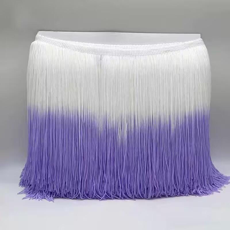 9m 20cm brede, tweekleurige nylon kettingfranje met ombré-verftechniek, ook op bestelling te bestellen met een aangepaste verftechniek.