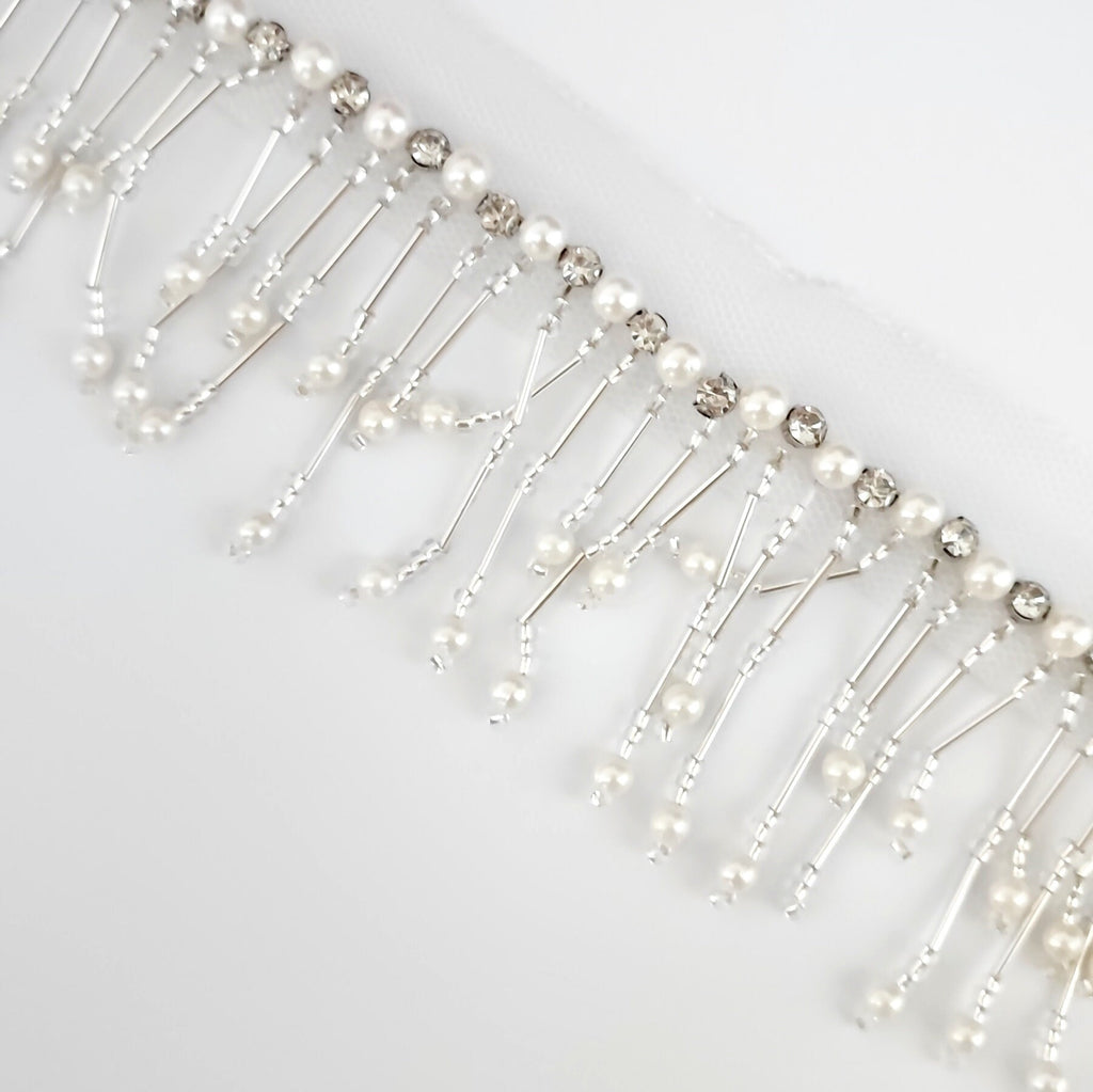 Parel- en strassfranje: goud, roze, wit en meer (90 cm lang)