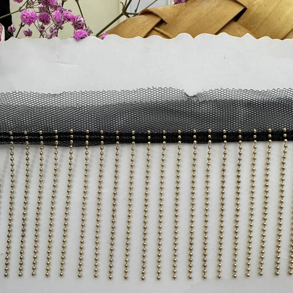 5 yard 6cm wide Copper Bead Chain Fringe Dancewear Fashion Costume Fringe DIY Sewing Supplies, 7 Different Colors