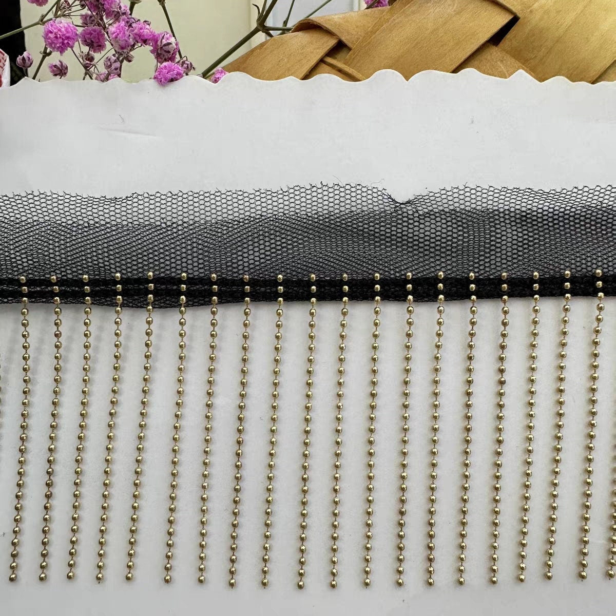 5 yard 6cm wide Copper Bead Chain Fringe Dancewear Fashion Costume Fringe DIY Sewing Supplies, 7 Different Colors