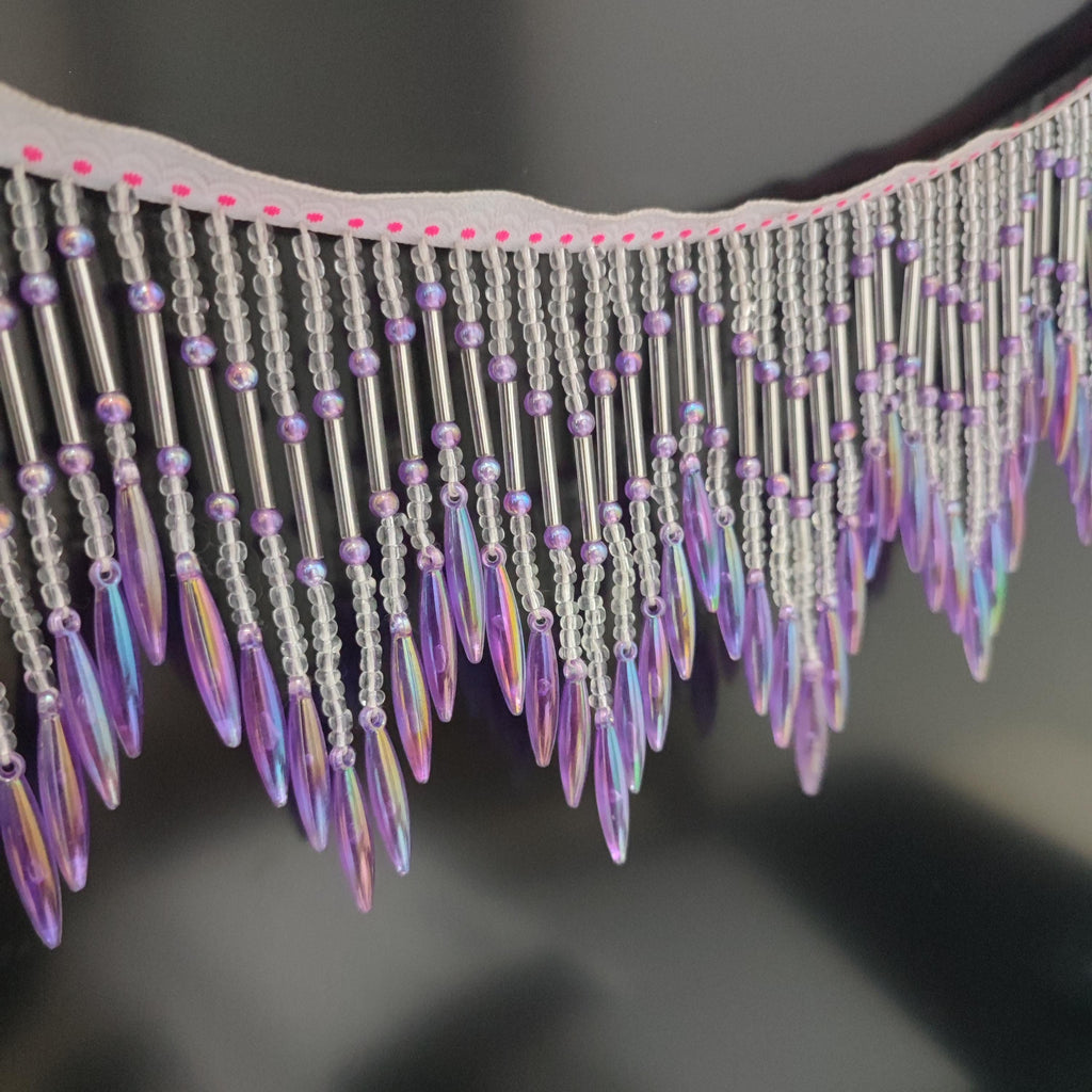 1 meter Long 4-inch Wide Handmade Purple Beaded Chevron Fringe, Lampshade Trim, DIY Decorative Ornaments