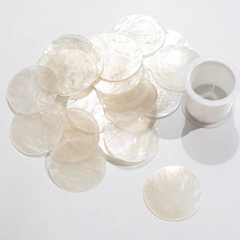 100pcs 30mm Natural Mother of Pearl Shell Discs, Clear, blue, gold, yellow, turquoise, green, pink, Mother of Pearl Shell Discs