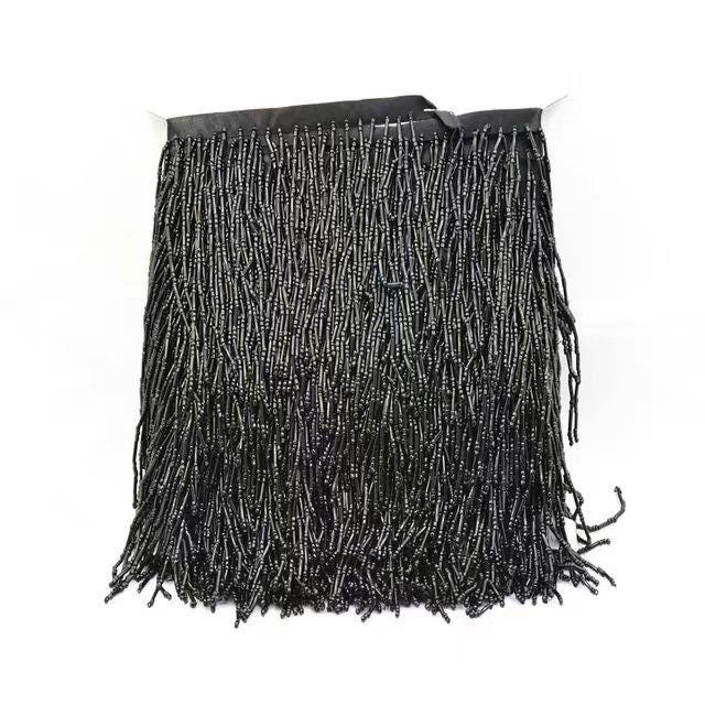 Handgemaakte kralenfranje van 10 cm breed, 10 cm breed, zilver, goud, rood, roze, blauw, zwart, groen, grijs, felroze, wit, kralenfranje voor lampenkap