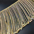 Franges en strass brillantes de 20 cm de long et 14 cm de large, pour vêtements de danse, robes de mariée, costumes et fournitures de couture DIY, or et argent.