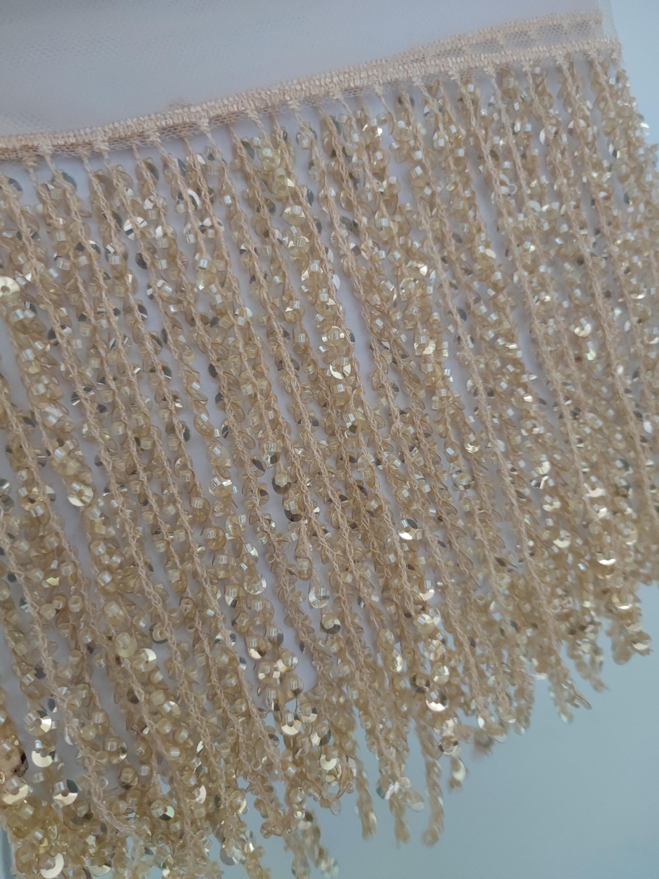 Sparkle Sequin Beaded Fringe: 6 Inch, 10 Yards