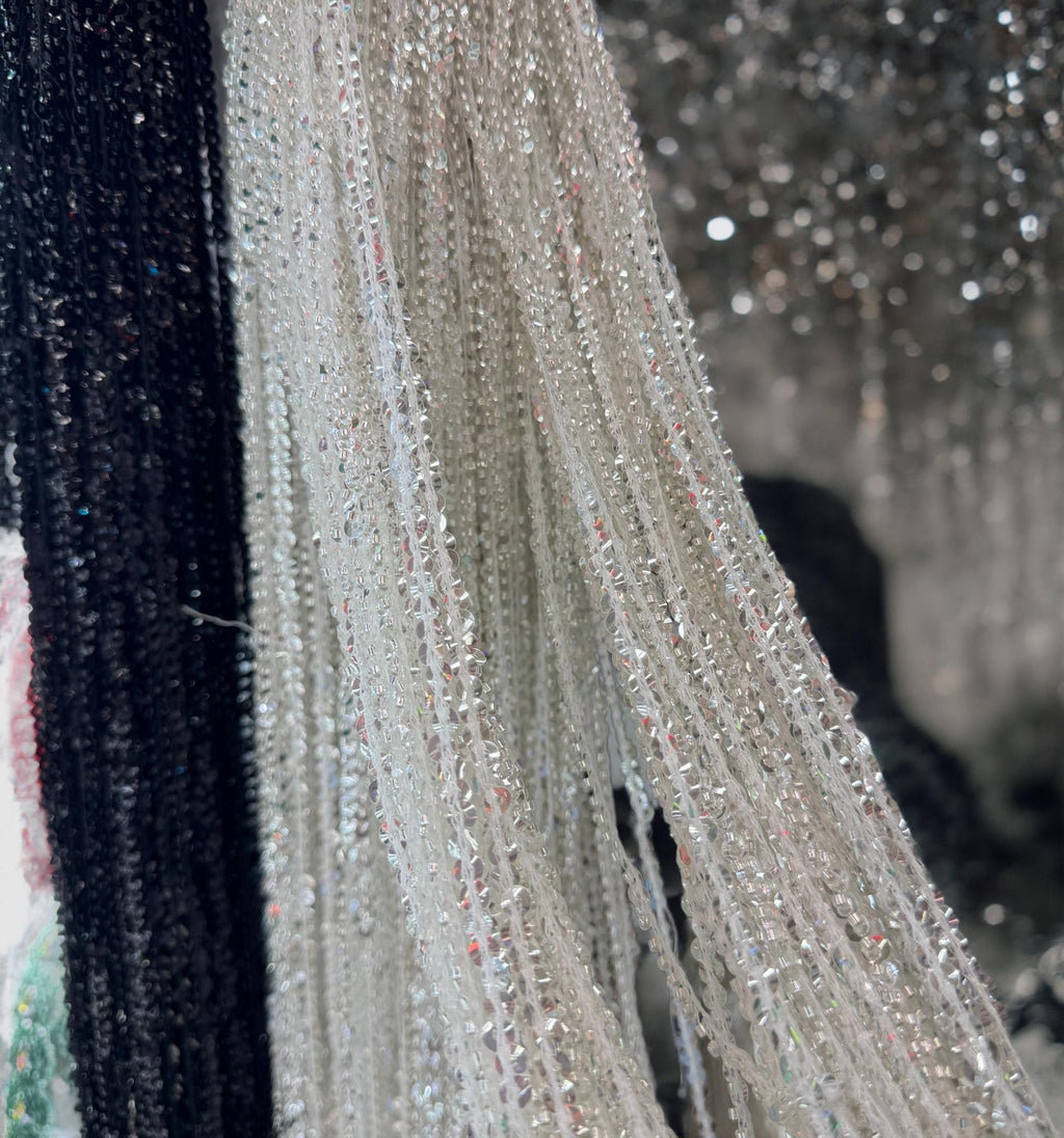 Silver Sequins Beads Fringe, Dress Curtain Backdrop, 52 Inch Wide,90cm Long, Customize Colors