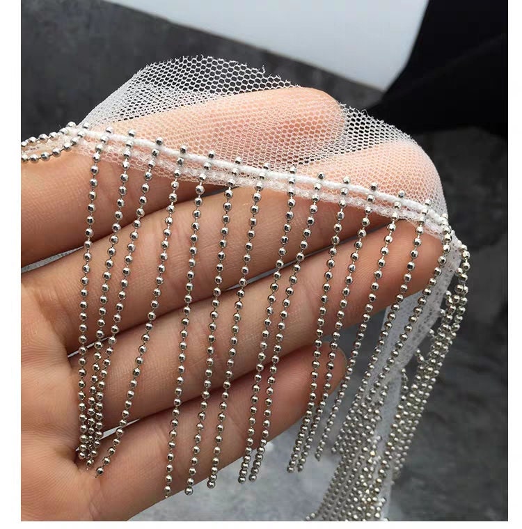 5 yard 6cm wide Copper Bead Chain Fringe Dancewear Fashion Costume Fringe DIY Sewing Supplies, 7 Different Colors