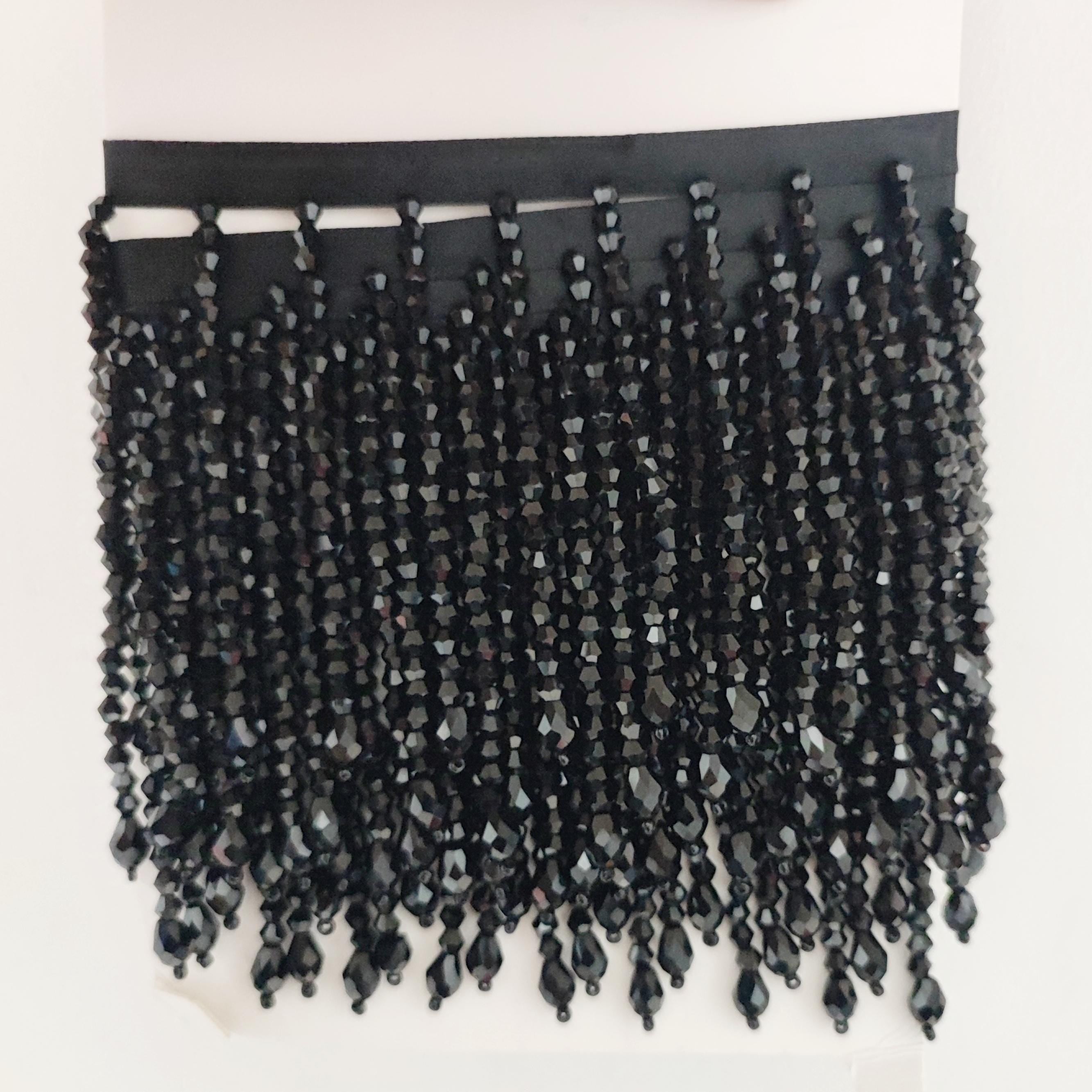 Groothandel 10 yards (ca. 9,3 meter) 4 inch (ca. 10 cm) brede kralenfranje van kristallen kralen, franje van kristallen kralen op maat, alle soorten kleuren op maat