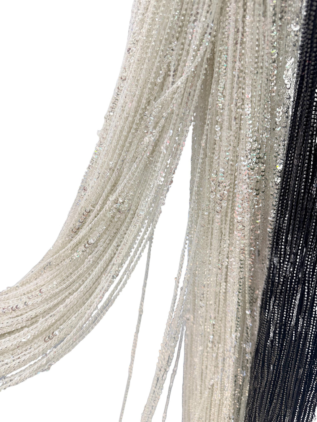 Silver Sequins Beads Fringe, Dress Curtain Backdrop, 52 Inch Wide,90cm Long, Customize Colors