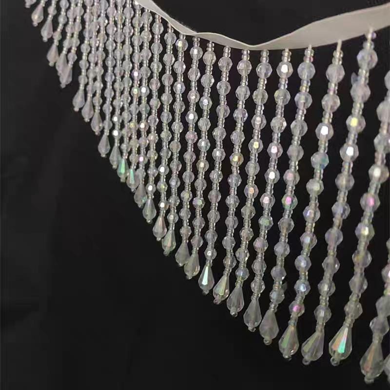 AB Clear Acrylic Beaded Fringe: Costume & Lampshade Trim (90cm)
