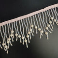 Frange perlée faite à la main : blanche, dorée, rouge, noire, rose – 90 cm de long