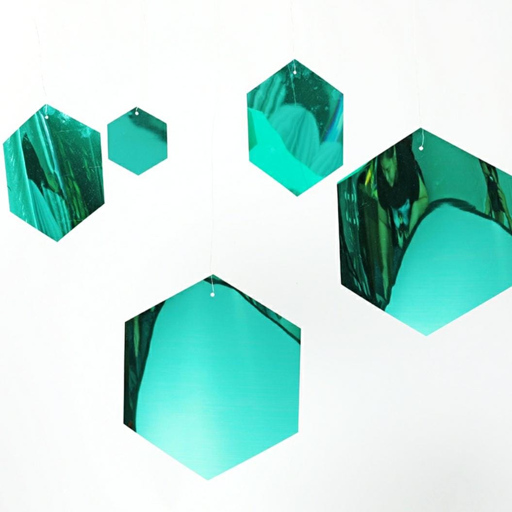 50 paillettes hexagonales effet miroir géantes - Fond à faire soi-même (20 cm)
