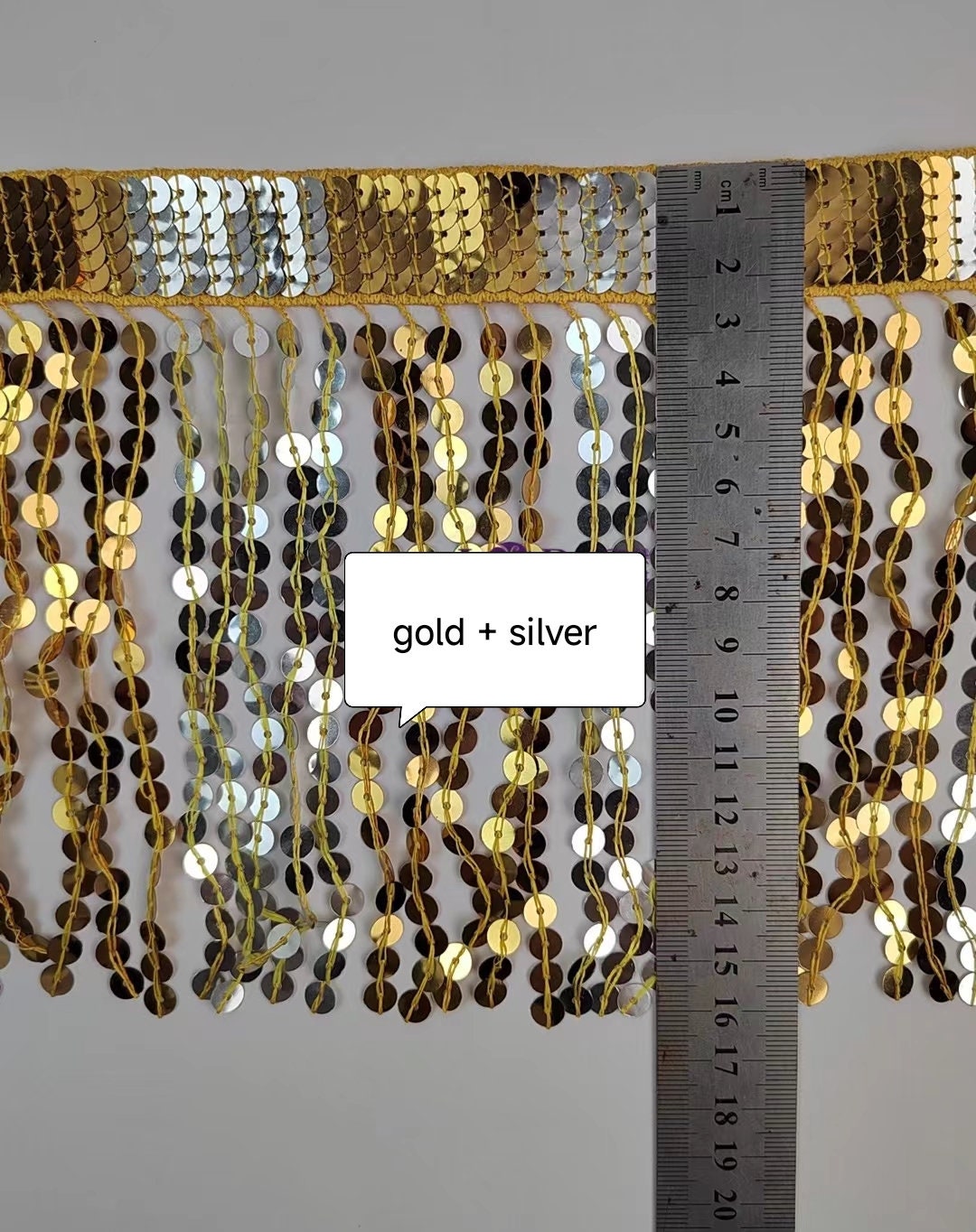 10yards17cm Wide Thick 2-tone sequins lace fringe sparkle fringe, Different colors in, custom make colors at small quantity