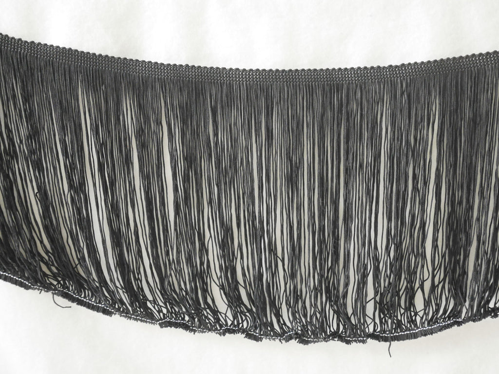 Frange en chaînette de nylon de 20 cm : noir, blanc, bleu, orange, menthe (10 mètres)