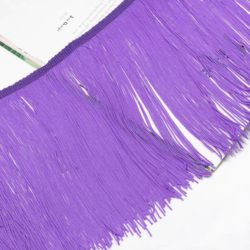 Frange en chaînette de nylon de 20 cm : rouge, marine, marron, rose vif - 9 mètres