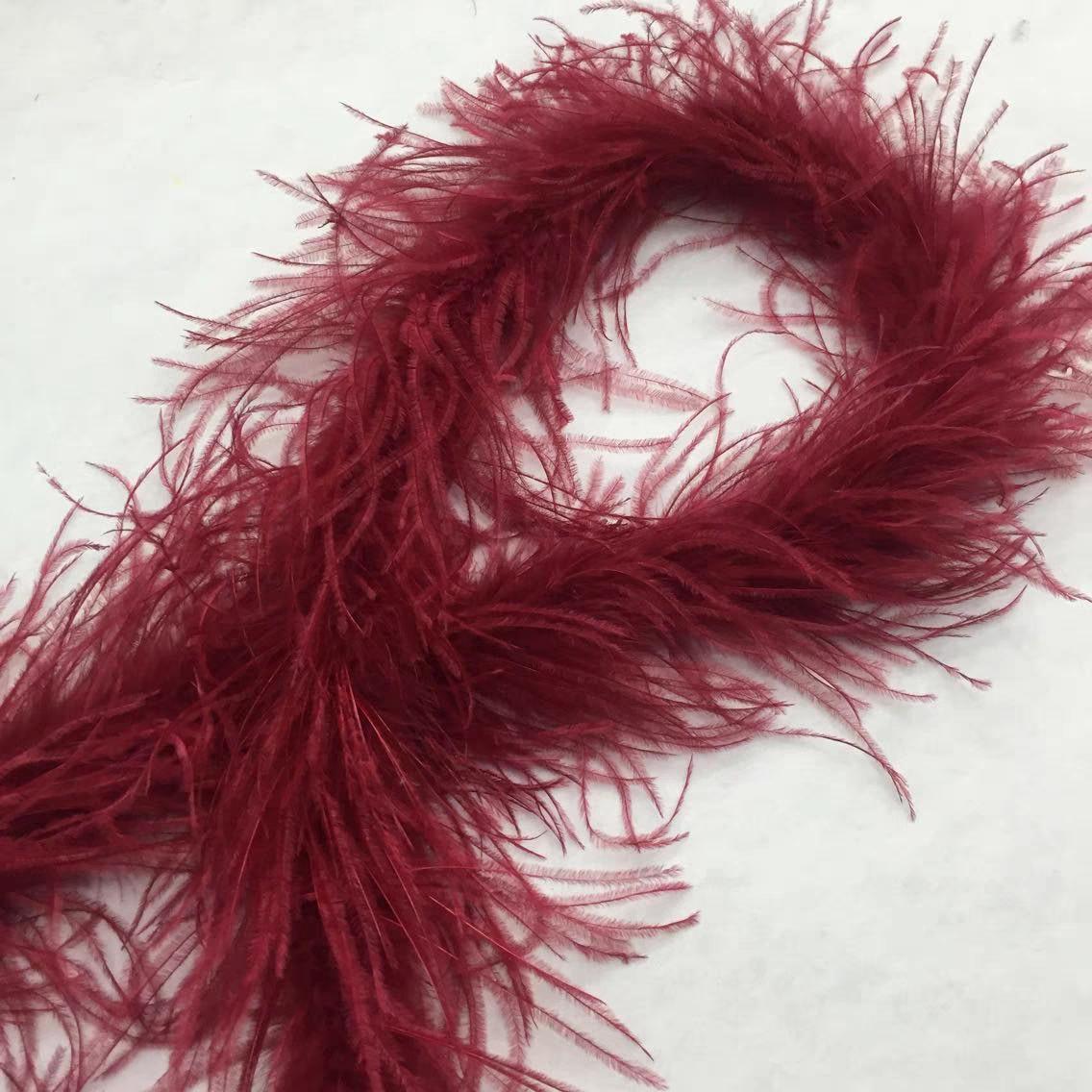 2 meters Long 1 ply Ostrich Feather Boa, navy blue, gray, hot pink, black, white, burgundy, purple, turquoise, brown, green ostrich boa