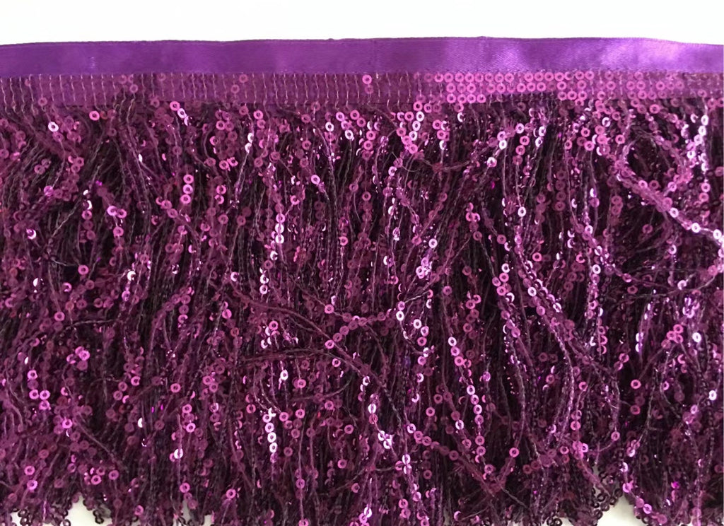 10 Yards 6 inch Wide Satin Ribbon Band Sequins Fringe, Dress Costume Lampshade Curtain Handbag Fashion Sequins Fringe, 36 Different Colors