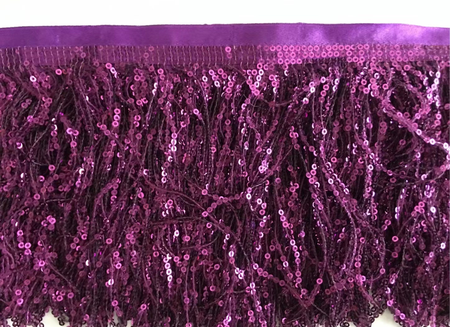 10 Yards 6 inch Wide Satin Ribbon Band Sequins Fringe, Dress Costume Lampshade Curtain Handbag Fashion Sequins Fringe, 36 Different Colors