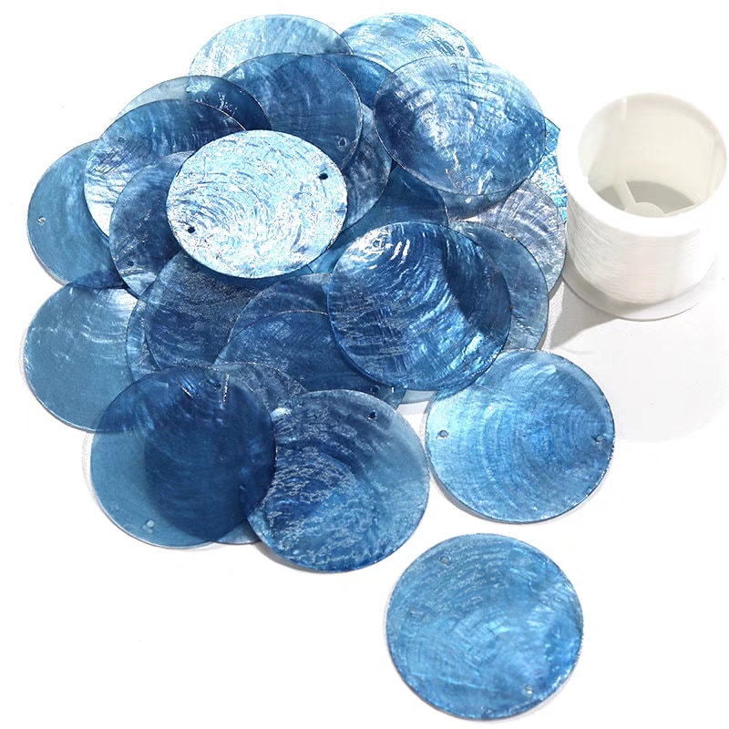 100pcs 30mm Natural Mother of Pearl Shell Discs, Clear, blue, gold, yellow, turquoise, green, pink, Mother of Pearl Shell Discs
