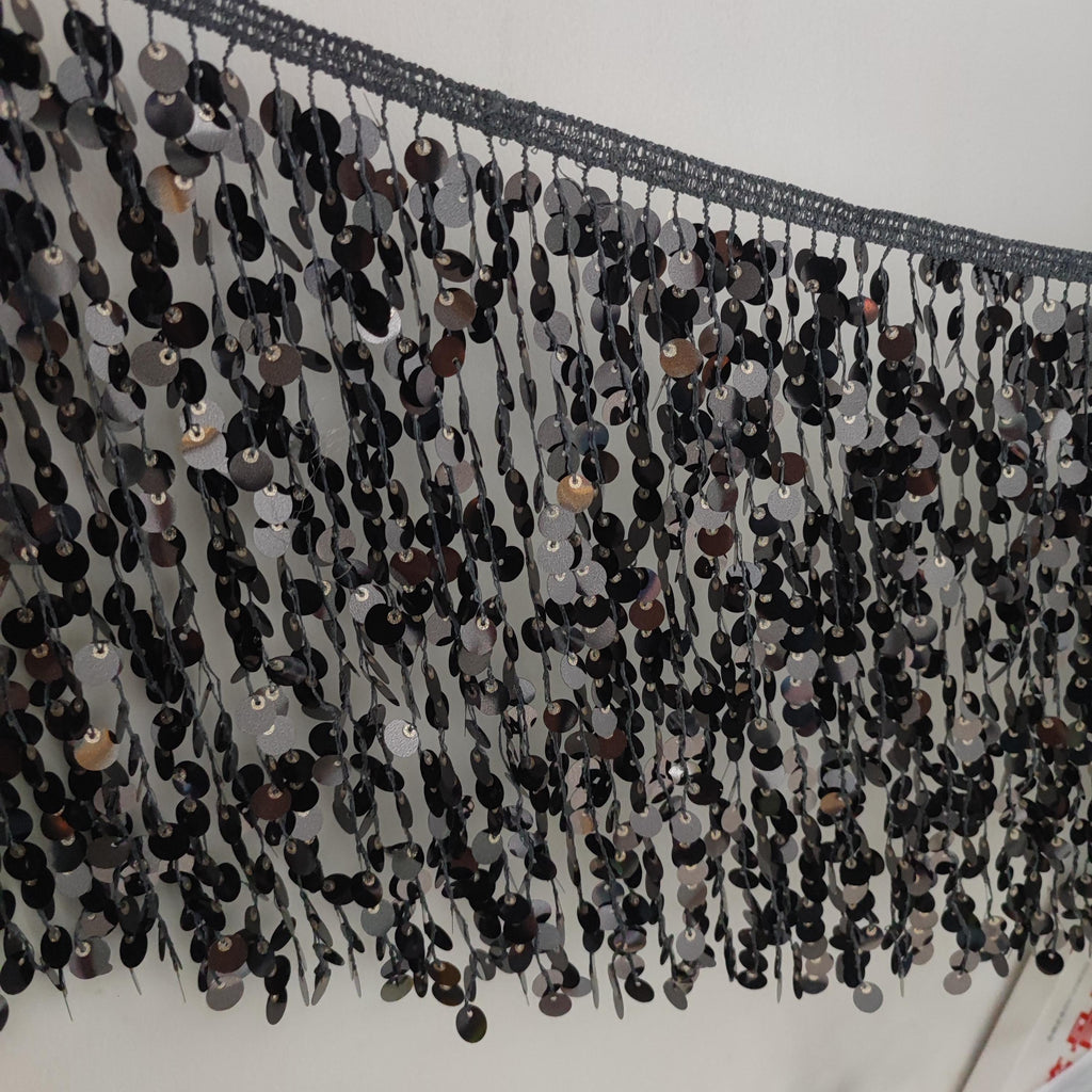 9 inch paillettenfranje: zilver, goud, paars, blauw, zwart, rood - 5 meter