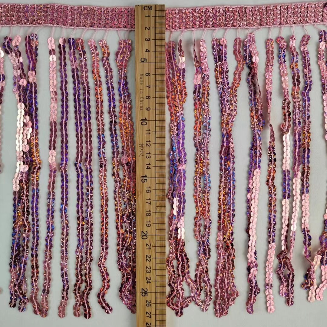 10 Yards Sequin Fringe Trim: 12 Inch Wide Braid Band