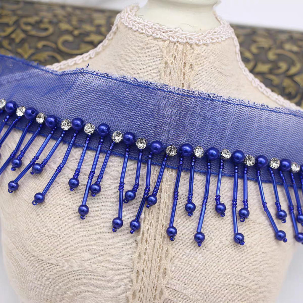 Parel- en strassfranje: goud, roze, wit en meer (90 cm lang)