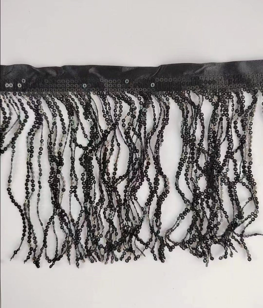 10 Yards 6 inch Wide Satin Ribbon Band Sequins Fringe, Dress Costume Lampshade Curtain Handbag Fashion Sequins Fringe, 36 Different Colors