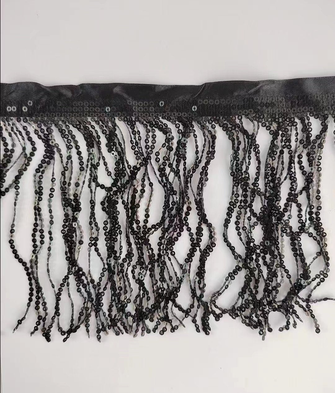 10 Yards 6 inch Wide Satin Ribbon Band Sequins Fringe, Dress Costume Lampshade Curtain Handbag Fashion Sequins Fringe, 36 Different Colors