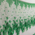 Handgemaakte franje van smaragdgroene kristallen kralen: decoratie voor lampenkap of jurk, 18 cm breed