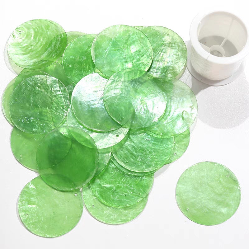 50pcs Natural Mother of Pearl Shell Discs - 50mm