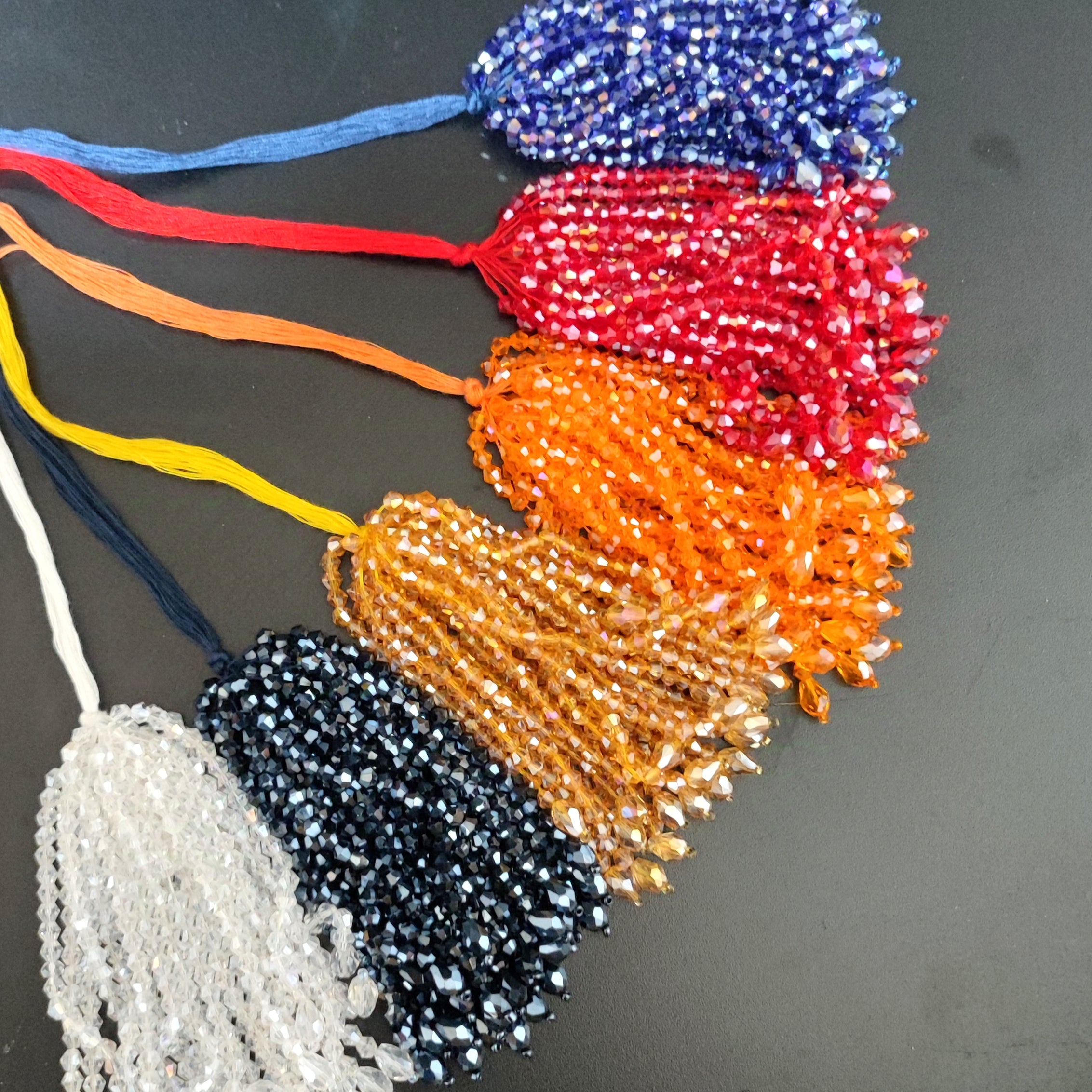 Custom make Crystal Beaded Fringe Tassels: Couture Costume Trim, custom make all colors