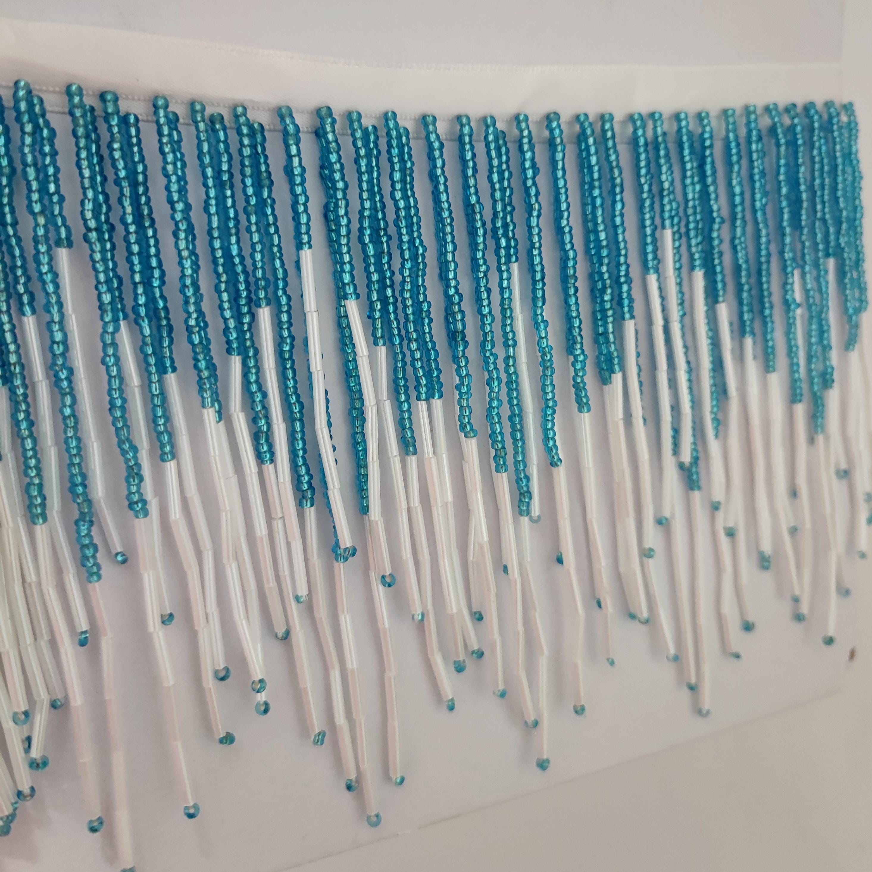 Frange à franges perlées à chevrons de 12,7 cm de large, pour abat-jour, costume ou robe, disponible en or rose, argent, noir, blanc, bleu, lilas, rose vif, rouge et vert.