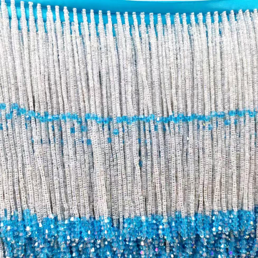 Kristallen en kralenfranje: 15 cm lange kralenversiering, 30 kleuren