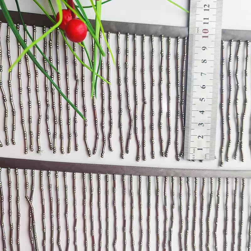 Handgemaakte kralenfranje van 10 cm breed, 10 cm breed, zilver, goud, rood, roze, blauw, zwart, groen, grijs, felroze, wit, kralenfranje voor lampenkap