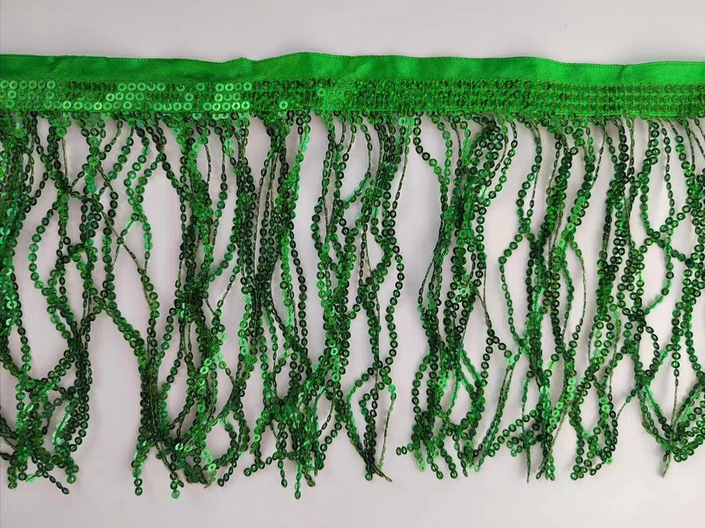 10 Yards 6 inch Wide Satin Ribbon Band Sequins Fringe, Dress Costume Lampshade Curtain Handbag Fashion Sequins Fringe, 36 Different Colors